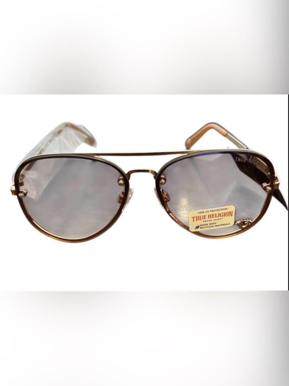 NWT-True Religion Gold Metal Framed
Aviator Sunglasses Horseshoe logo